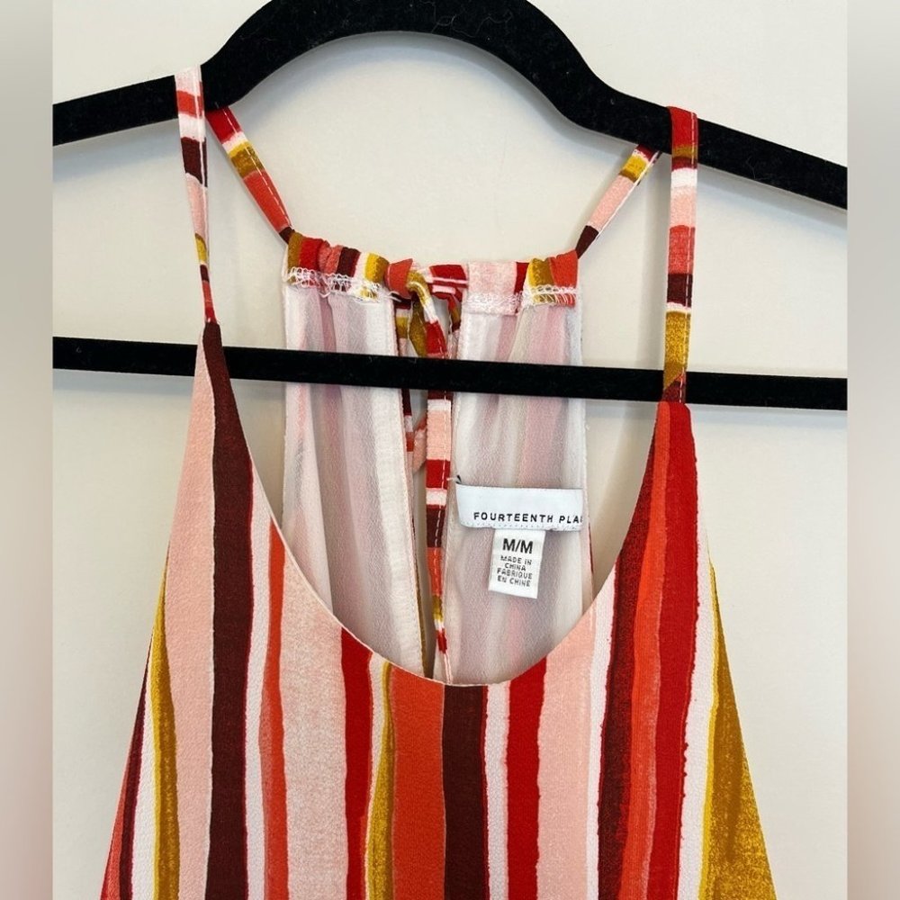 Fourteenth Place Rainbow Striped Flowy Summer Midi Dress Size Medium - Picture 3 of 7